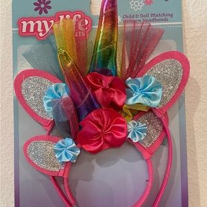 Child and Doll matching unicorn headbands
